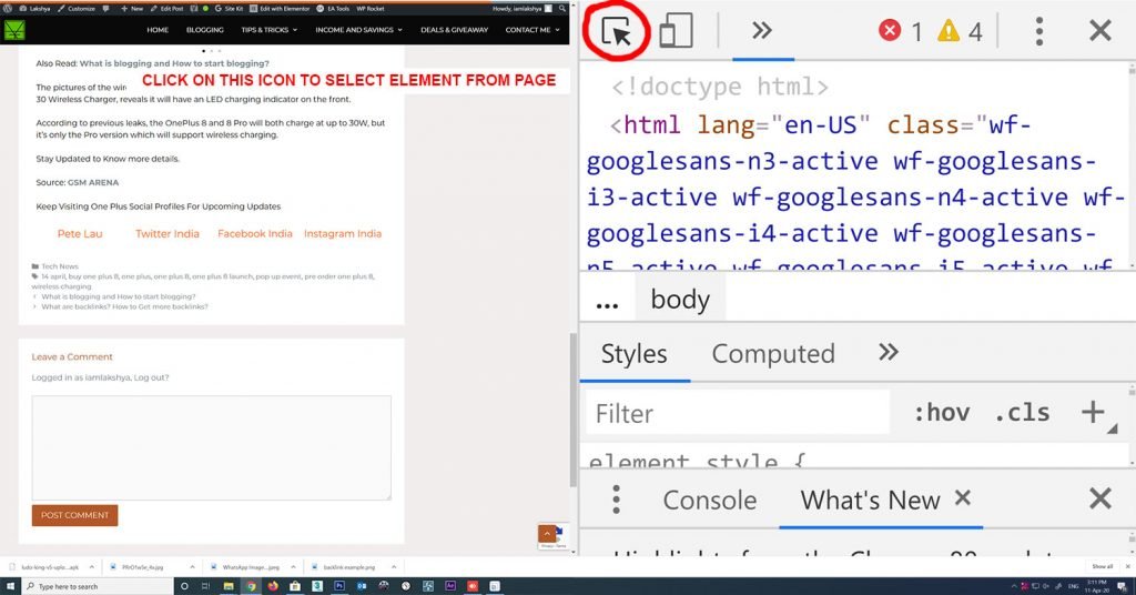 inspect element google chrome