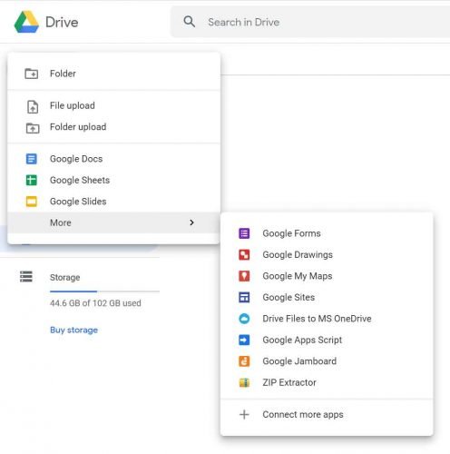 google drive free space