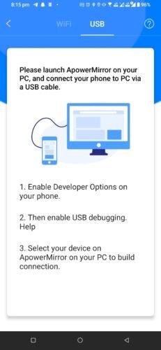 If you want to connect using USB